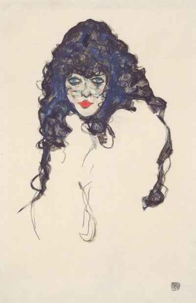 Woman with Black Hair by Egon Schiele